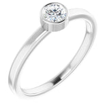 14K White 4 mm Natural Diamond Ring