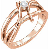 14K Rose 1/8 CT Natural Diamond Ring