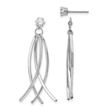 14k White Gold Curved Dangles with CZ Stud Earring Jackets