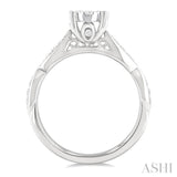 1/2 Ctw Round Shape Lovebright Marquise Carved Round Cut Diamond Engagement Ring in 14K White Gold