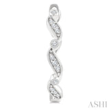 1/8 Ctw Wavy Pattern Round Cut Diamond Fashion Hoop Earrings in 10K White Gold
