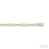 2 1/2 Ctw Tri-Mount Set & Milgrain Infinity Connector Lovebright Round Cut Diamond Bracelet in 14K Yellow and White Gold
