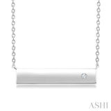 1/50 Ctw Horizontal Bar Round Cut Diamond Fashion Pendant With Chain in Sterling Silver