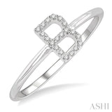 1/20 Ctw Initial 'B' Round Cut Diamond Fashion Ring in 10K White Gold