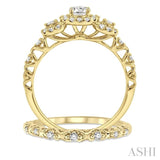 1/2 Ctw Diamond Wedding Set with 1/2 Ctw Round Cut Engagement Ring and 1/20 Ctw Wedding Band in 14K Yellow Gold