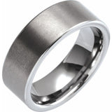 Tungsten 8 mm Comfort-Fit Flat Band Size 10.5