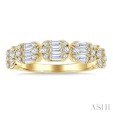 3/4 Ctw Elongated Cushion Mount Link Fusion Baguette and Round Cut Diamond Fashion Band in 14K Yellow Gold