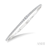 1 Ctw Round Cut Diamond Halfway Graduated Flex Bangle in 14K White Gold