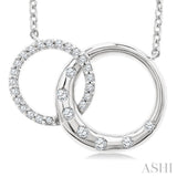 1/6 Ctw Round Cut Diamond Interlocked Circles Mosaic Fashion Pendant With Chain in 10K White Gold