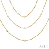1 Ctw Bezel Set Round Cut Diamond 60-Inch Long Station Necklace in 14K Yellow Gold