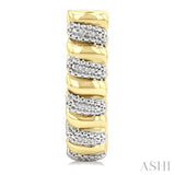 1/10 Ctw Bold Ribbed Swirl Round Cut Diamond Pirouette Fashion Half Hoop Earring in Yellow Gold Vermeil