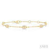 1/5 Ctw Mariner Link Round Cut Diamond Station Bracelet in 14K Yellow Gold