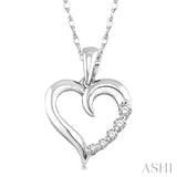 1/10 Ctw Round Cut Diamond Heart Shape Journey Pendant in 10K White Gold with Chain