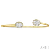 Oval Shape Lovebright Essential Diamond Open Cuff Bangle