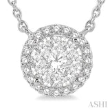 1 Ctw Circular Round Cut Diamond Lovebright Pendant With Chain in 14K White Gold
