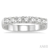 1/2 Ctw 7 Stone Round Cut Diamond Wedding Band in 14K White Gold