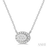 1/2 Ctw Oval Shape Round Cut Diamond Lovebright Pendant With Chain in 14K White Gold