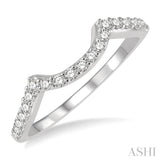 1/4 ctw Crescent Center Round Cut Diamond Wedding Band in 14K White Gold