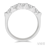1 1/2 Ctw 5 Stone Round Cut Diamond Wedding Band in 14K White Gold