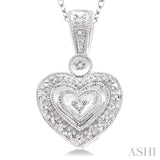1/20 Ctw Heart Shape Round Cut Diamond Pendant in Sterling Silver with Chain
