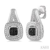 1/6 Ctw Cushion Shape Trillion Cut Black Diamond Earrings in Sterling Silver