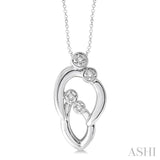 Silver Mom & Child Diamond Pendant