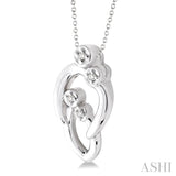 Silver Mom & Child Diamond Pendant