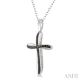 Silver Cross Black Diamond Pendant