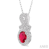 Oval Shape Gemstone & Diamond Pendant