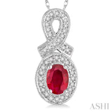 Oval Shape Gemstone & Diamond Pendant