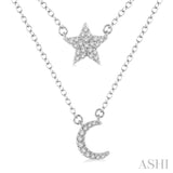 Star & Moon Layered Diamond Pendant