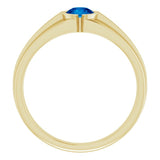 14K Yellow Lab-Grown Blue Sapphire Ring