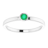 14K White 3 mm Lab-Grown Emerald Ring