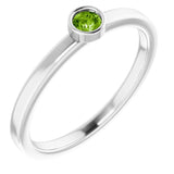 14K White 3 mm Natural Peridot Ring