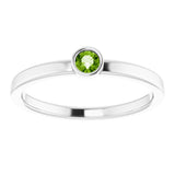14K White 3 mm Natural Peridot Ring