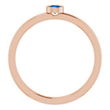 14K Rose 3 mm Natural Blue Sapphire Ring