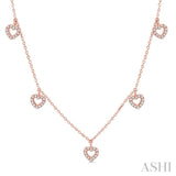 Heart Shape Diamond Station Necklace