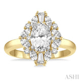 Marquise Shape Semi-Mount Diamond Engagement Ring