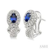 Oval Shape Gemstone & Diamond Earrings