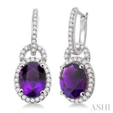 Oval Shape Gemstone & Diamond Earrings