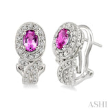 Oval Shape Gemstone & Diamond Earrings