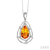 Pear Shape Gemstone & Diamond Pendant