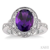 Oval Shape Gemstone & Diamond Ring