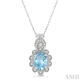 Oval Shape Gemstone & Diamond Pendant