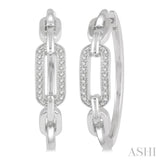 1/10 Ctw Round Cut Diamond Paperclip Hoop Earring in Sterling Silver