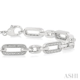 Silver Paper Clip Diamond Fashion Bracelet