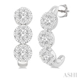 3 Stone Lovebright Diamond Half Hoop Earrings