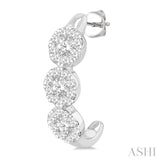 3 Stone Lovebright Diamond Half Hoop Earrings