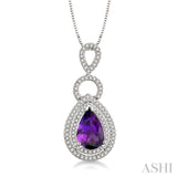 Pear Shape Gemstone & Diamond Pendant