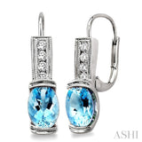 Oval Shape Gemstone & Diamond Earrings